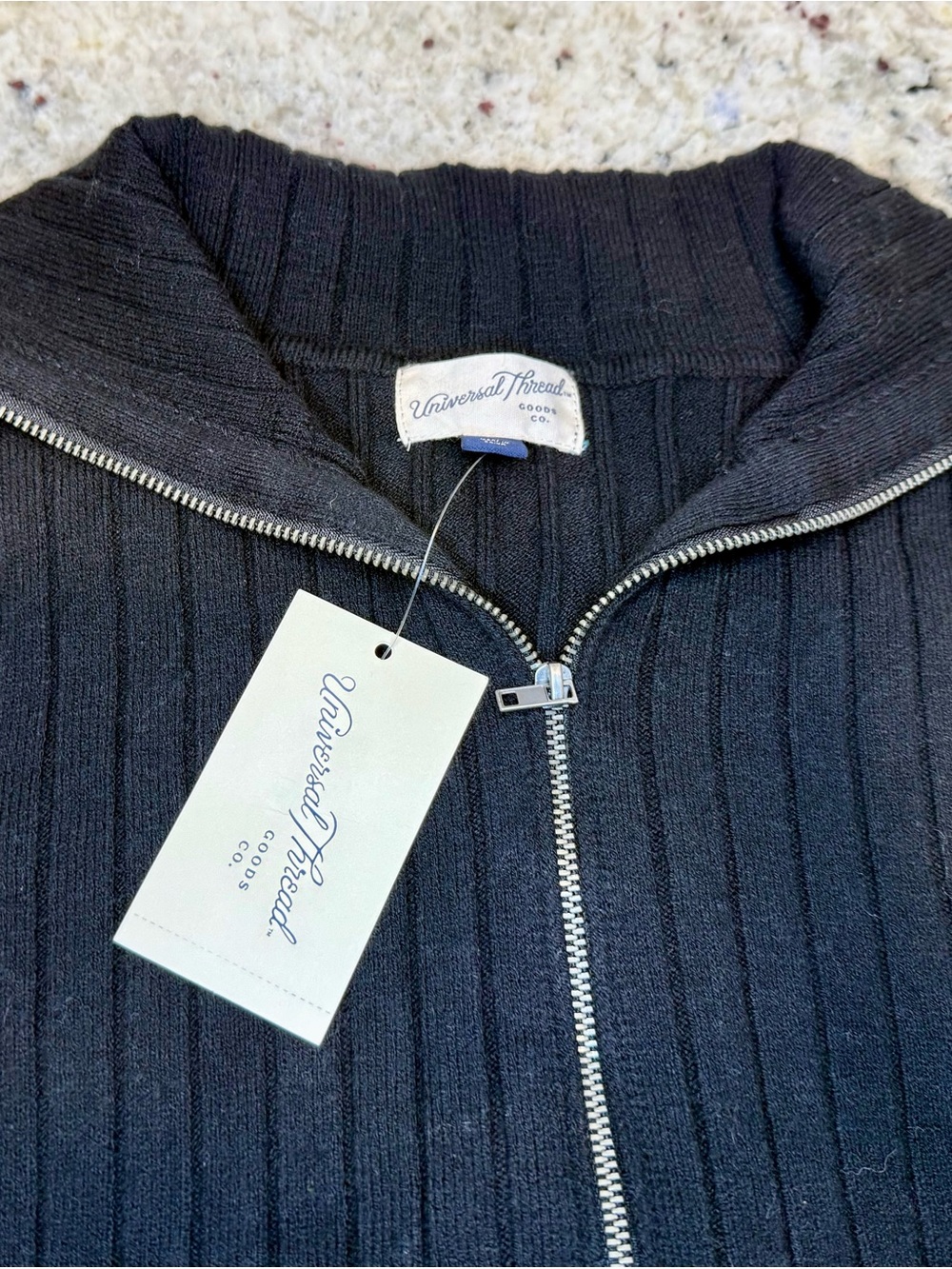 Universal Thread Black Ribbed Zip-Up Sweater - Picture 8 of 9